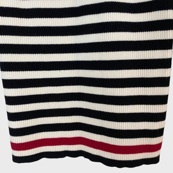 Lauren Ralph Lauren Rib-Knit Sweater Womens Medium Black White Striped Crewneck - Picture 7 of 12